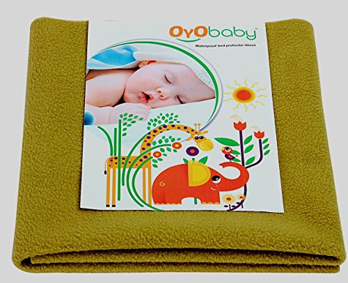 OYO BABY - 100% Waterproof Mattress Protector / Hypoallergenic / Anti-slip / Crib Sheets / Pads / Absorbent Sheet / Diaper changing pad cover / liners (Small - ( 70cm X 50cm), Golden)
