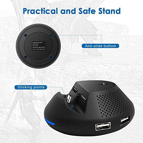 Compatible for Nintendo Switch Dock/Stand With Heat Dissipation Durable Replacement Charging Dock for Nintendo Switch ,Portable Charge TV Dock with 3 USB ports, 1 HDMI 1080P - Thumbnail 4