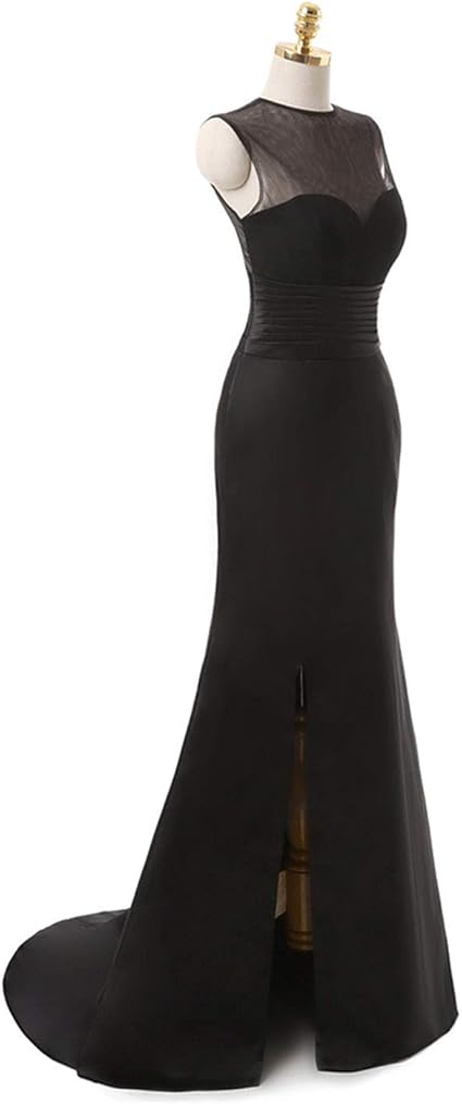 black fishtail evening dress