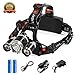 LED Headlamp Flashlight Kit, Portable Rechargeable Waterproof Adjustable Brightest Headlight, 10000-Lumen Head Light with 18650 Rechargeable Batteries for Hunting Fishing Camping Night-Work (3 Bulbs)