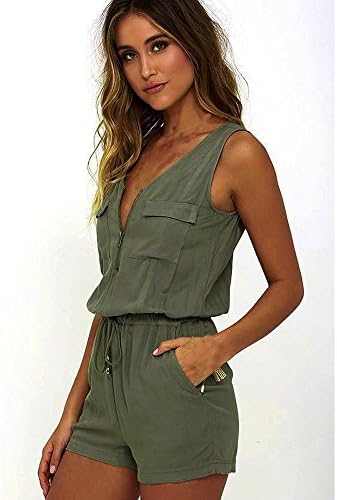 Nikuya Fashion Women Sexy Jumpsuit Sleeveless Pants Bodysuit Top (S, Green)