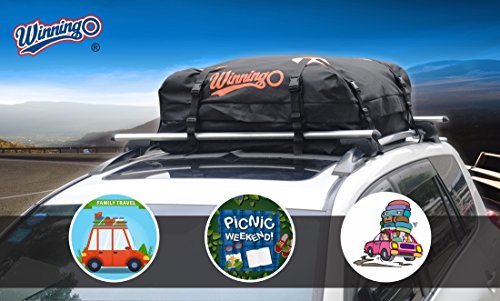 Cargo Bag, Winningo Waterproof Cargo Bag Easy to Install Soft Rooftop Luggage Carriers Works With or Without Roof Rack （Free Protective Mat） - Thumbnail 6