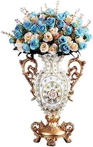 樹脂の花瓶 花のフラワーアレンジメント 装飾的なつぼの花瓶 家の装飾テーブルセンターピースの花瓶 結婚式のために配置人工のブーケ家の装飾 ラインストーンの花瓶 Color Vase With Flowers