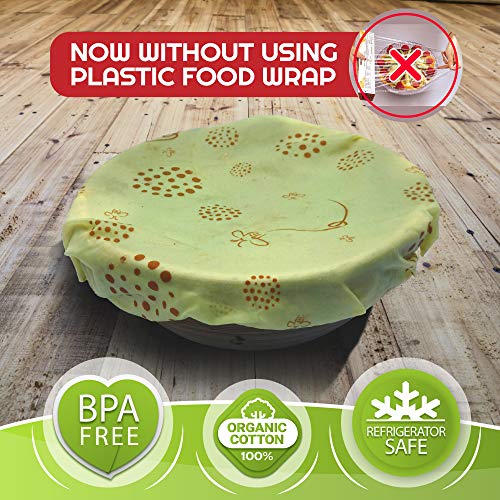 Greenzla Reusable Beeswax Food Wrap (Set Of 3 + Bonus Beeswax Bar) - Organic Cotton Wraps And Storage for Sandwich, Snack, Produce - 1 Small, 1 Medium & 1 Large - Zero Waste Bee Wraps - Thumbnail 6