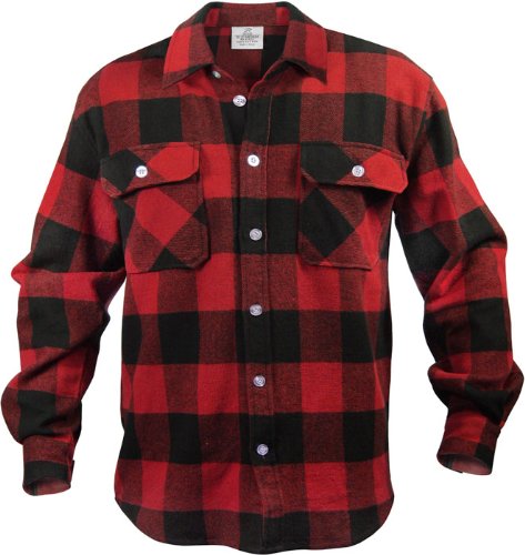Extra Heavyweight Brawny Plaid Flannel Shirt (2X-Large, Red)