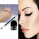 New Waterproof Eye Liner Eyeliner Shadow Gel Makeup Cosmetic + Brush Black