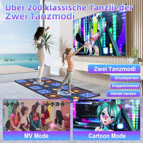 Damcoola Dance Mat for Kids and Adults, Double User TV Dancing Mat, Soft Flannel Dance Mat for Exercise and Games, Plug & Play Family Games, Gifts for Girls and Boys