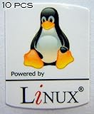 10 pieces of Powered by Linux Sticker 19 x 24mm [475x10]