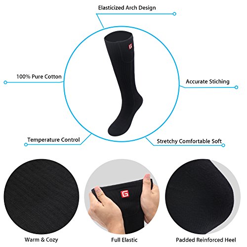 Unisex Electric Heated Socks Rechargeable Battery Powered Heating Socks,Men Women battery Operated Winter Warm Socks Kit,Novelty Sports Outdoor Camping Hiking Climbing Skiing Foot Warmer Black Size M
