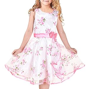 Meisjes Jurk 3 lagen Roze Bloem Golf Optocht Bruiloft Kinderkleding 4-12 jaren