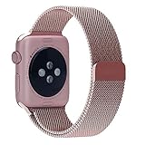 Juvnile Apple Watch Milanese Loop, Woven stainless steel mesh replacement band with adjustable magnetic closure for Luxury and Sport Editions - Series 1 / 2 - (38mm, Rose Gold / Original Color)