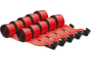 Mytee Products Winch Straps 4" x 30' Red Heavy Duty Tie Down w/Flat Hook WLL# 5400 lbs | 4 Inch Cargo Control for Flatbed Truck Utility Trailer (10 Pack)