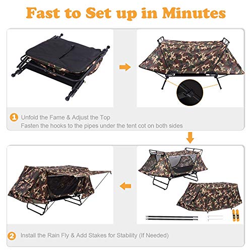 Single Tent Cot Folding Cot Tent with Rain Fly Bag Portable