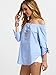 SheIn Women's Striped Off The Shoulder Tie Cuff Blouse - Blue Medium