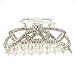 beautyxyz Rhinestone Metal Claw Hair Clip for Womens, white, X-Large