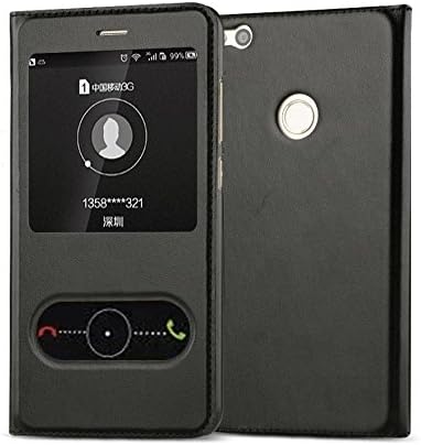 Hua Wei P8 Lite 2017 / Honor 8 Lite 5.2 Inch Case Cover ，Business Style Luxury Genuine Leather View Window Flip Case Protective Shell For HuaWei Honor 8 Lite / P8 Lite (2017) (Black)