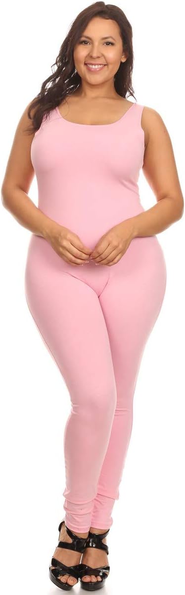 Stretch Cotton Bodysuit Women's Scoop Neck Sleeveless Stretch Cotton One Piece Jumpsuits Unitard Bodysuits(&Plus)
