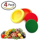 Reusable Silicone Food Savers protectors Caps for Jars and Cans food Storage Cover for Fruit and Vegetable Random Color, Set of 4 by ML.PRODUCTS