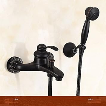 Qeeas Black Shower Set Copper Retro Handheld Shower Head Shower