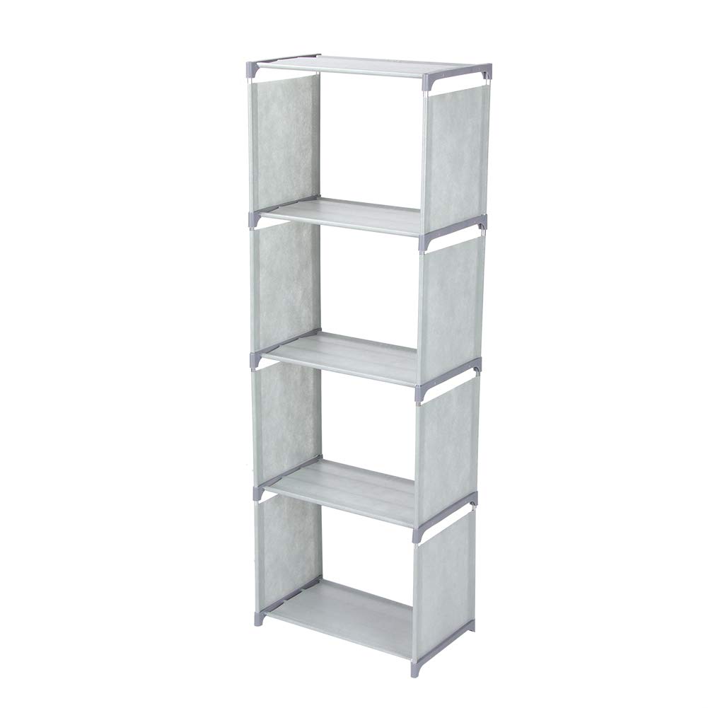 4 Tier Bookcase Shelving Display Storage Wood Shelf Shelves Unit for Living Room Bedroom Home Office, 42 x 26 x 124cm / 16.5 x 10.2 x 48.8in(Grey)
