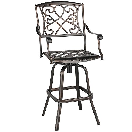 Yaheetech Outdoor Cast Aluminum Patio Chair 360 Degree Swivel Bar stool Patio Furniture Antique ...