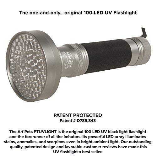 Black Light UV Flashlight 100 LED Blacklight Premium Handheld Ultraviolet Pet Dog and Cat Urine Stain Finder Detects Human Fluids, Counterfeit Money, Bed Bugs Scorpions & Leaks - Arf Pets (Certified - Thumbnail 6