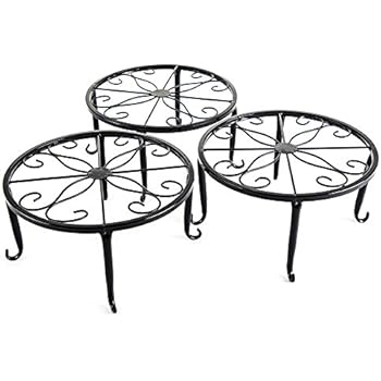 Metal 3 in 1 Potted Plant Stand Floor Flower Pot Rack/Iron Rack (Black)