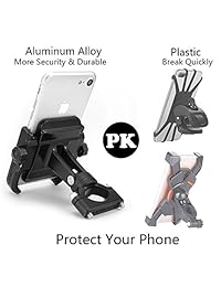 Soporte de bicicleta universal, soporte de teléfono universal para motocicleta, soporte de metal ajustable antivibración para GPS iPhone X 6 7 8 Plus Samsung S9 S8 S7 S6 Android Smartphone, soporta dispositivos de hasta 3 pulgadas de ancho (oro)