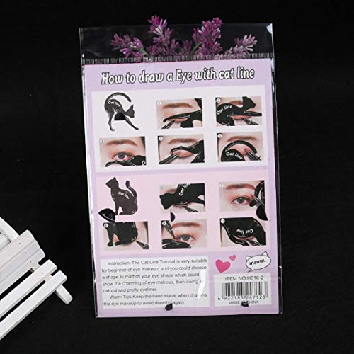 Jeeke Women Cat Line Pro Eye Makeup Tool Cat Line Stencils Multifunction Women Eye Card (Black, 2 Pcs) - Thumbnail 4