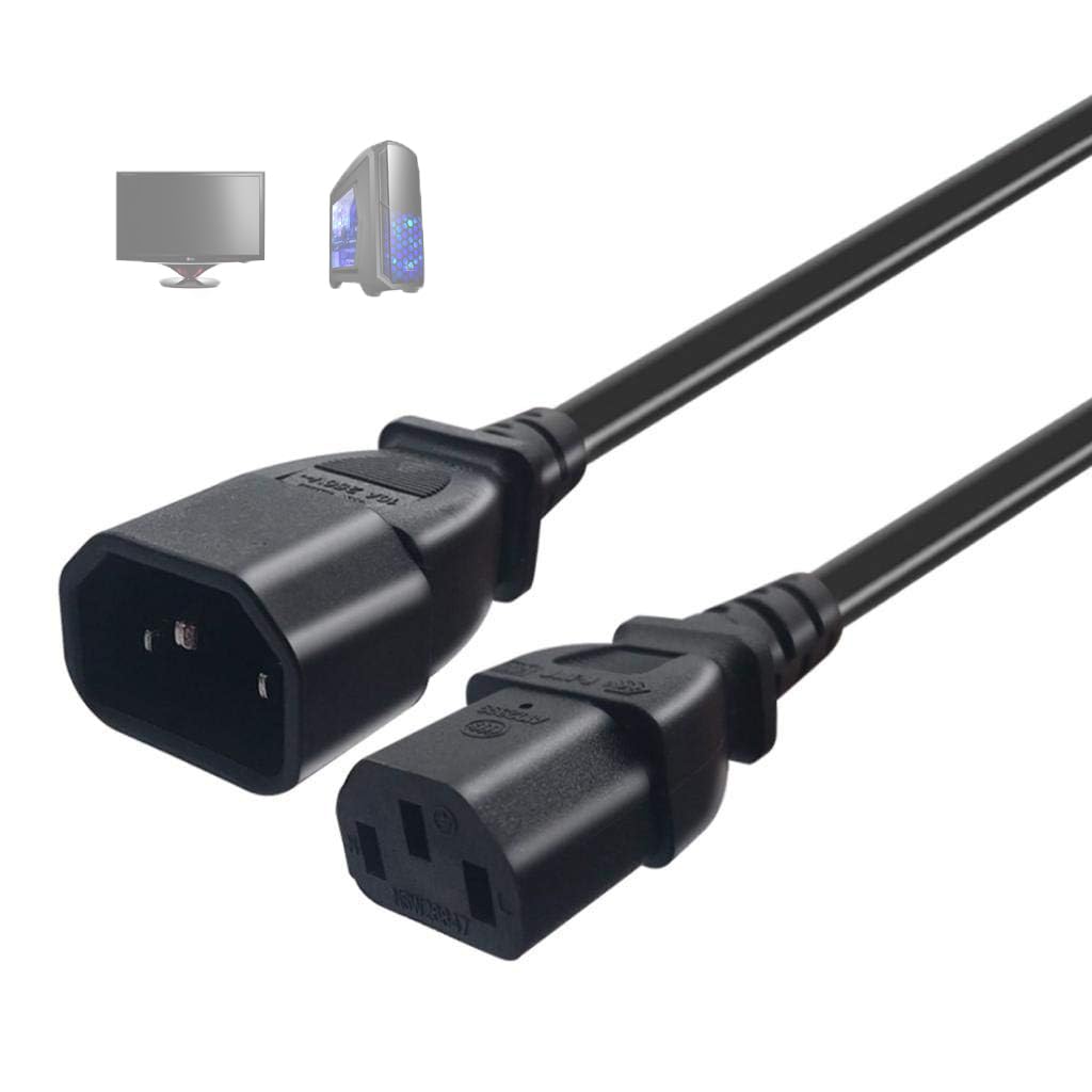 zalati PC Power Cord IEC320 C13 Female to C14 Male Powe Supply Cable UPS Extension Power Plug Cord for Computer Power - 6.5 Feet