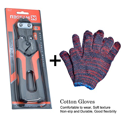 Lightdot Hardware 8-Inch Vanadium Mini Bolt Cutter (Attached With A Pair Of Gloves)