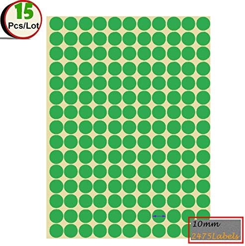 SZHAIYU 10 mm Color Coding Labels Round Stickers Sticky Marking Labels,15 Sheets/Lot New Colorful Dots Paper Sticker DIY Multifunction Decoration Stationery Stickers Office School Supplies,2475 labels