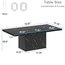 HSH 71” Black Dining Table for 6-8, Rectangle