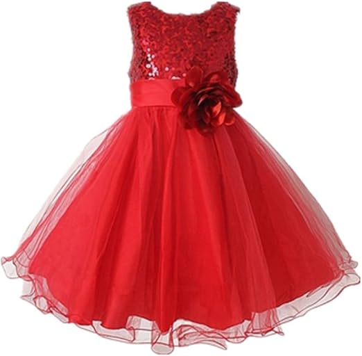 HappyKidsBoutique Girls Birthday Party Dresses Sequinned Sleeveless