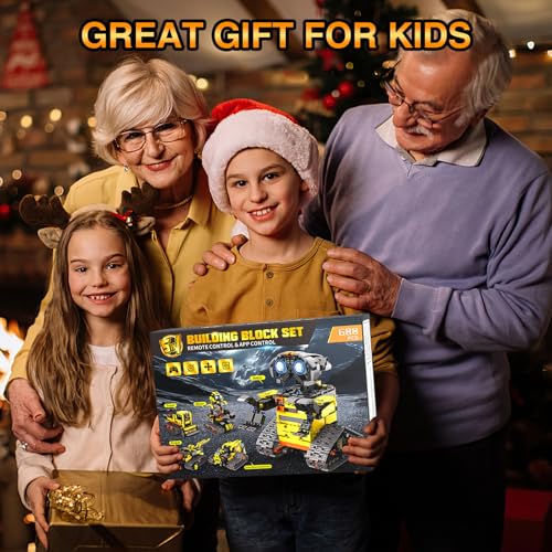 Technic Robot Building Sets, 688PCS 5-IN-1 RC Robot and Car, Remote and App Controlled Building Kit, Rechargeable RC Building Block, Engineering Kits Toys Gifts for Teen Boys Age 8-12 13 14 15+