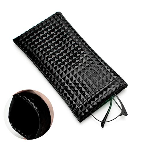 Vemiss Hard Shell Eyeglasses Case Linen Fabrics Large Sunglasses Case Concise (Large, Gray+Pu Black) - Thumbnail 7