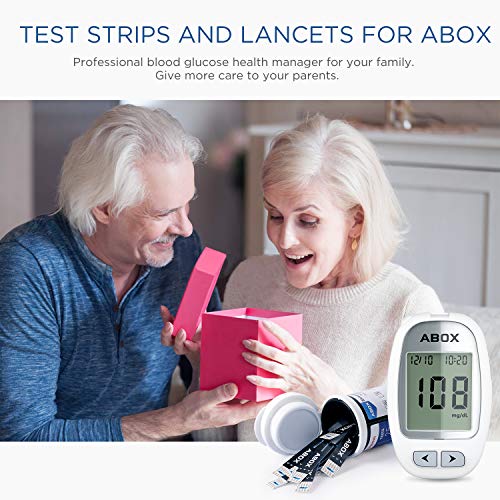 ABOX Blood Glucose Test Strips, 50 Test Strips + 50 Lancets