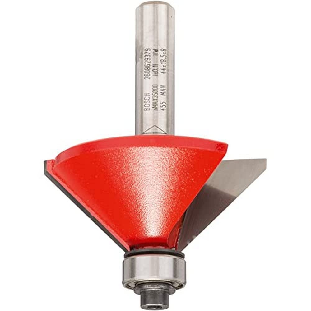 Bosch 2608629379 Chamfer/Laminate Trim Bit, Black/Silver/Red, 5 x 8 mm