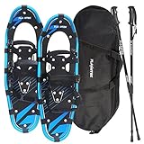 Flashtek Snowshoes for men and women, Light Weight Aluminum Terrain Snowshoes + Free Carrying Tote Bag + Pair Anti-Shock Adjustable Snowshoeing Pole (Optional)