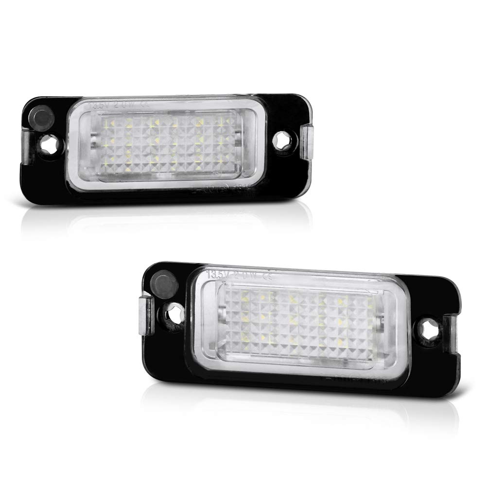 Photo 1 of VIPMOTOZ Full LED License Plate Light Tag Pair For 2005-2012 Mercedes-Benz W164 W251 X164 Gasoline Gas Engine Models - 6000K Diamond White, 2-Pieces Lamp Housing Assembly Replacement