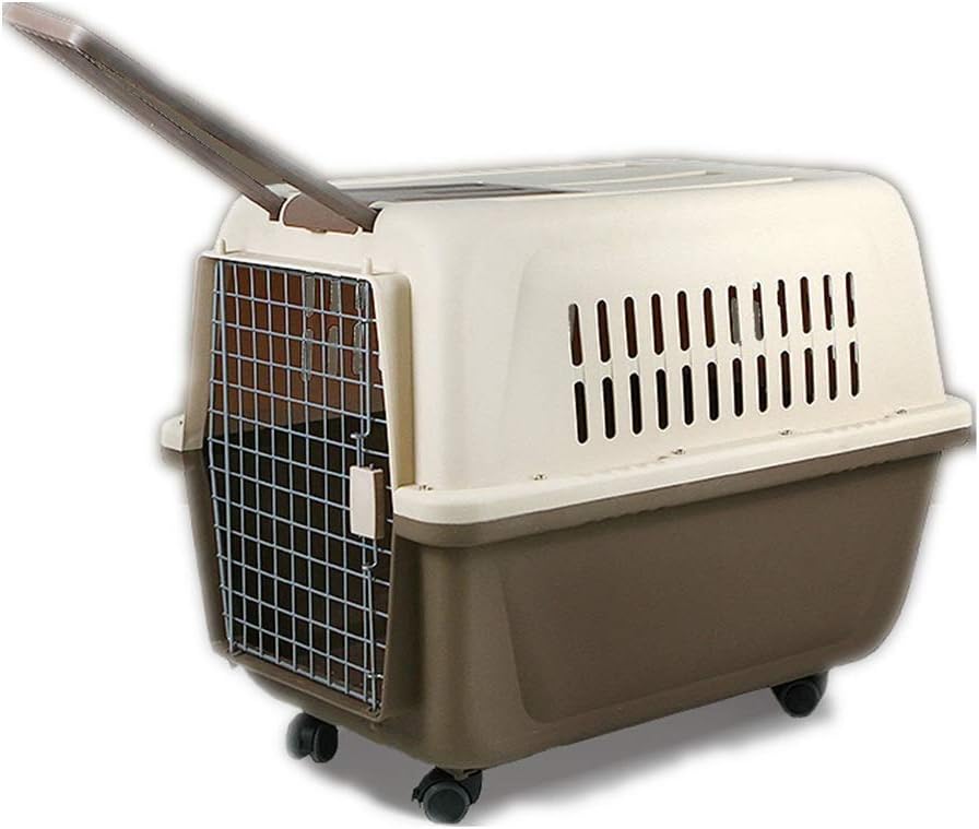 MICEROSHE Foldable Travel Cat Carrier Large Pet Sky Kennel Dog Airline Crates Trolley Pet Kennel with Wheels - Suitable For Pets Under 55 Kg (Color : Coffee, Size : 91 x 64 x 75cm)