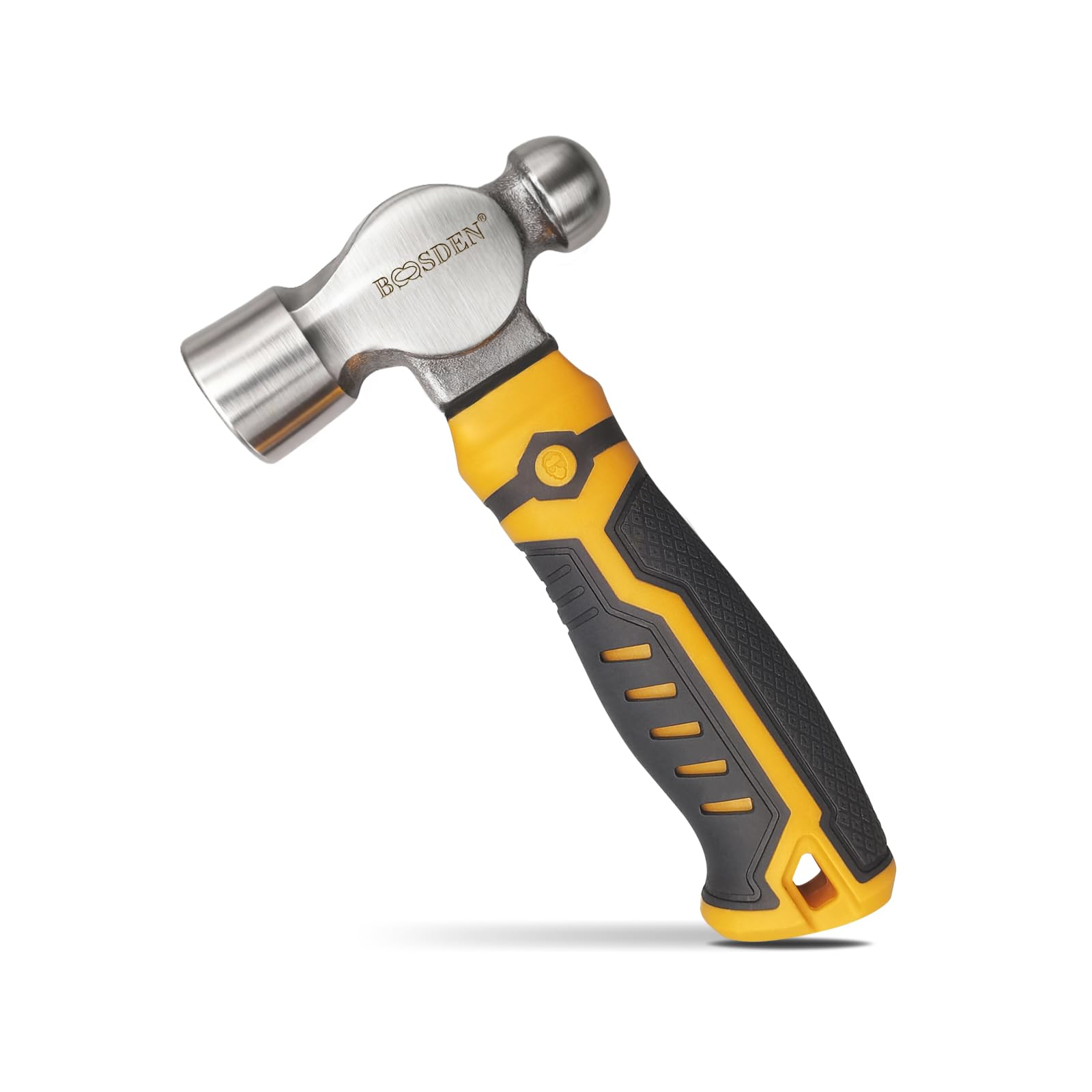 BOOSDEN Small Ball Peen Hammer, 15 oz, Stubby Ball Pein, Forged Fine Grain Steel Head, Handy With Non-slip Rubber Grips for Metalworking, Crafting, Jewelry