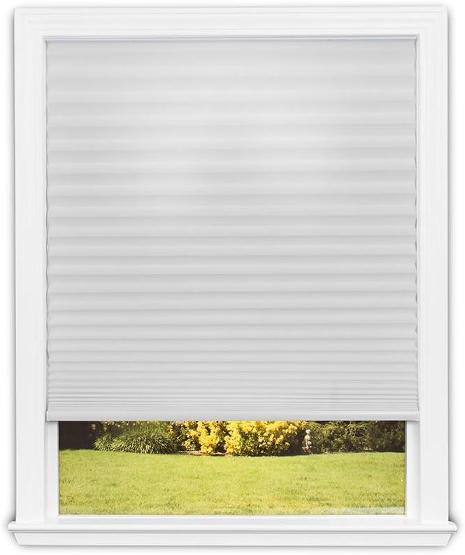 Window Treatments - Redi Shade No Tools Easy Lift Trim-at-Home Cordless Pleated Light Filtering Fabric Shade White, 30 Inch x 64 Inch, (Fits windows 19 in - 30 in)