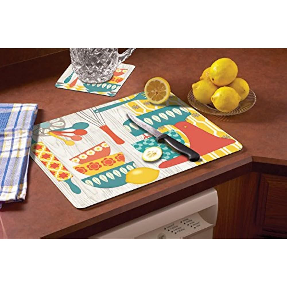 CounterArt Retro Kitchen Glass Cutting Board And Trivet Set & Dining eBay