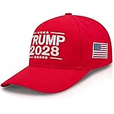 Baseball Hat Embroidery President Donald T. 2028 Flag Cap with Adjustable Strap for Men & Women, Golf Hat Red