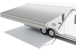 CYLAND RV Awning Fabric Replacement,Camper Trailer Motorized Awning Replacement for Motorhome,Heavy Duty Weatherproof 18.5oz Outdoor Vinyl RV Canopy 15'(Fabric 14'2") Grey Fade