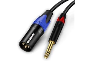 Smithok 1/4 to XLR Cable,Quarter inch(6.35mm) TRS to XLR Male, 1/4" Stereo Jack to XLR Balanced Interconnect Cord Patch Cable,Compatible with Speakers, Audio Consoles -6.6Ft(2m)