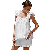 DinDinCAT Pajamas for Women Set 2 Piece Summer Pjs Ruffle Soft Tank Top and Shorts Sleepwear Sets Casul Pajamas Set