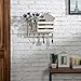 MyGift 6 Hook Wall Mounted Entryway Key Hanger and Mail Holder Basket, Vintage White Wood Hanging Home Organizer Rack with Decorative Mason Jar Flower Vase