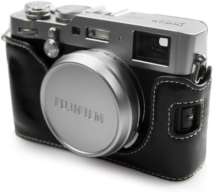 kinokoo Camera Leather Half Case Bottom Case for Fujifilm X100F PU Leather Bottom Open-able (Black) - Image 4